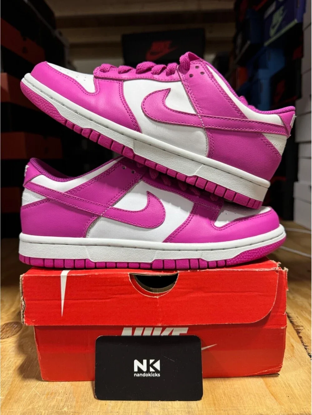 Nike Dunk Low GS 'Active Fuchsia' FJ0704-100 BRAND NEW SIZE 5Y